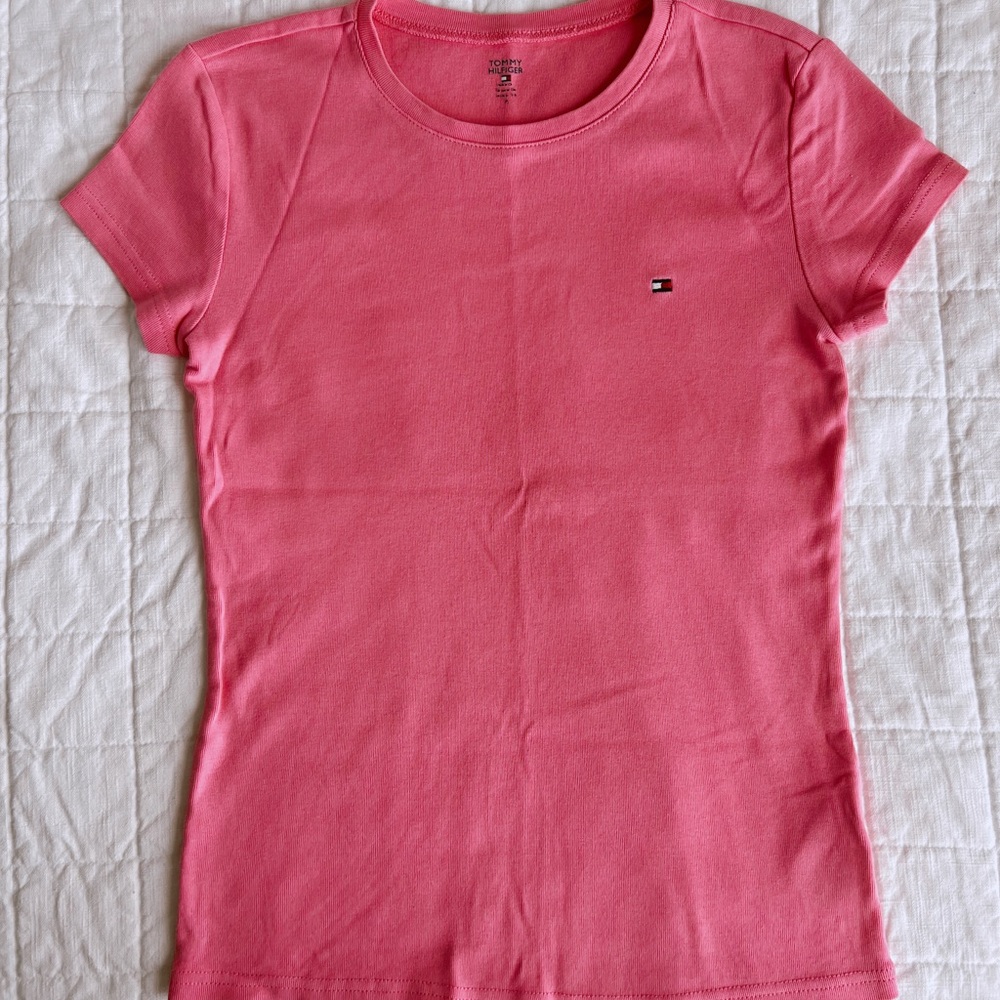 TOMMY HILFIGER - womens pink cap sleeve t shirt